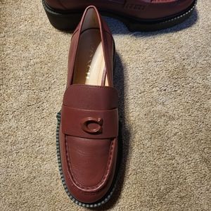 Burgundy Coach Leah loafers size 7